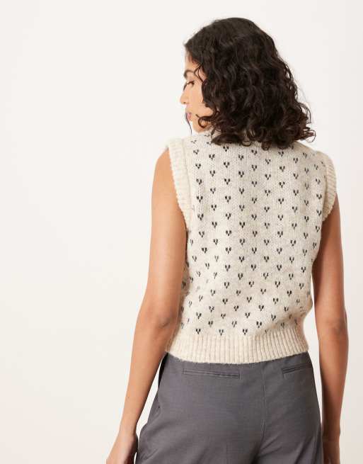 ASOS DESIGN – Beżowy dzianinowy top bez rękawów w groszki, 4 z 4