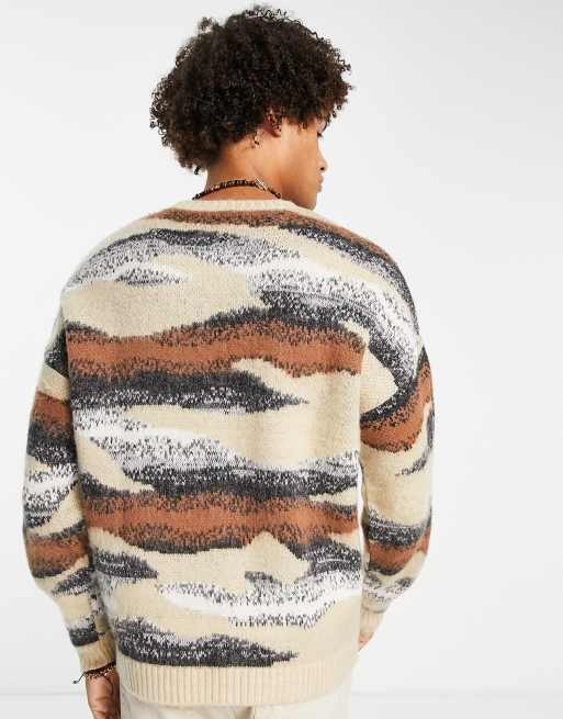 ASOS DESIGN – Beżowy sweter z nadrukiem abstrakcyjnym na całości , 2 z 4