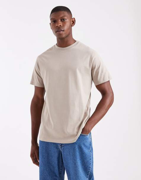 ASOS DESIGN – Beżowy T-shirt basic o regularnym kroju - view 1