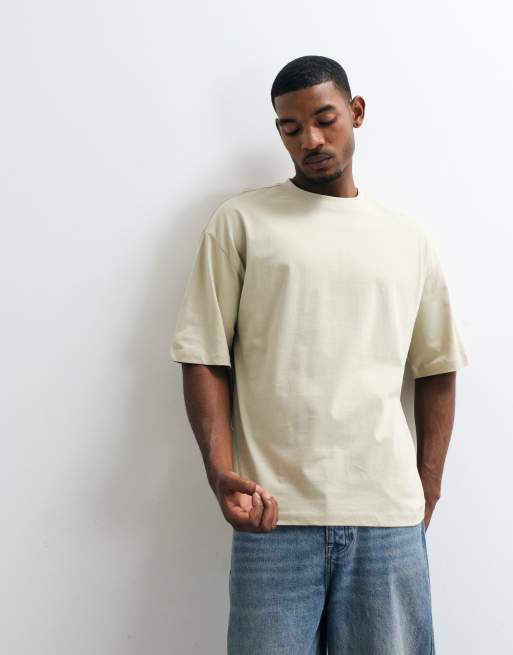 ASOS DESIGN – Beżowy T-shirt basic oversize z okrągłym dekoltem, 2 z 5
