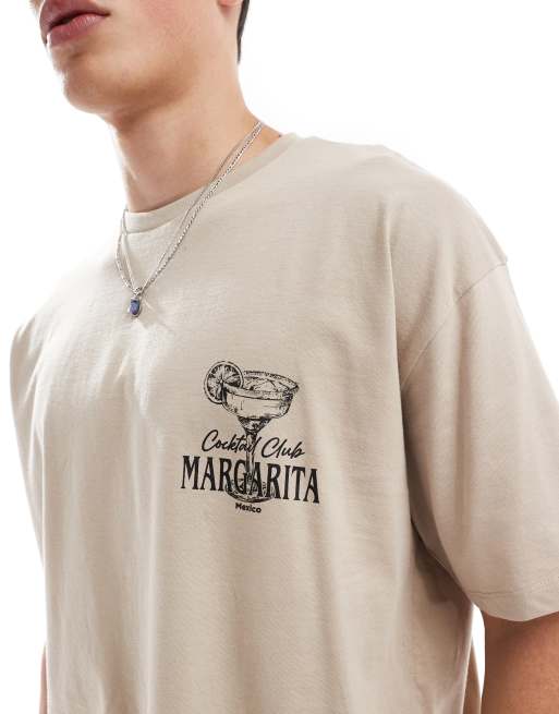 ASOS DESIGN – Beżowy T-shirt oversize z nadrukiem z napisem „Margarita”, 3 z 4