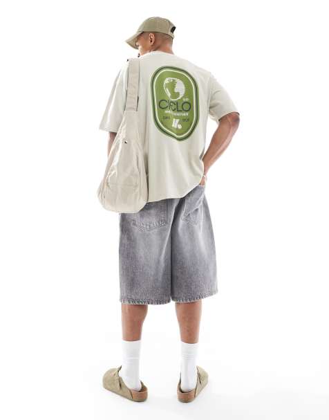 ASOS DESIGN oversized t-shirt with sports graphic in beige