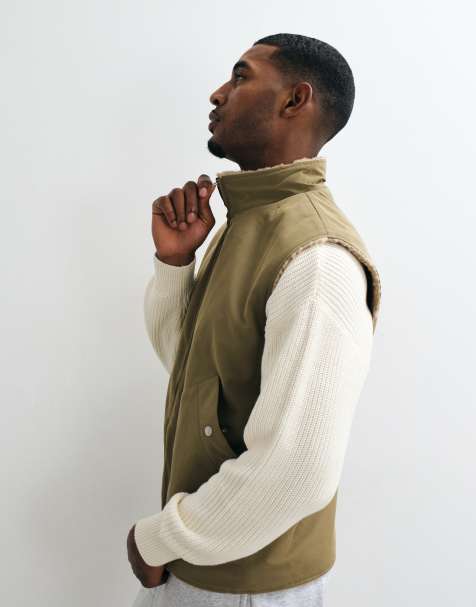 ASOS DESIGN – Bezrękawnik w kolorze khaki z podszewką z kożuszka - view 1