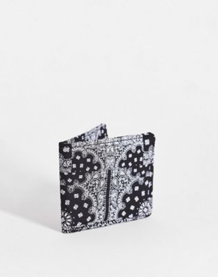 ASOS DESIGN bi fold wallet with bandana print internals