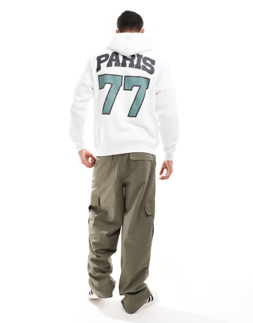 ASOS DESIGN – Biała bluza oversize z kapturem i nadrukami