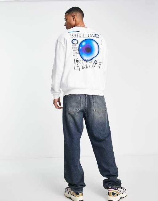 ASOS DESIGN – Biała bluza oversize z tekstowym cieniowanym napisem na plecach, 3 z 4