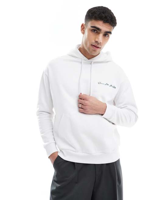 ASOS DESIGN – Biała bluza z kapturem i wypukłym nadrukiem, 2 z 4