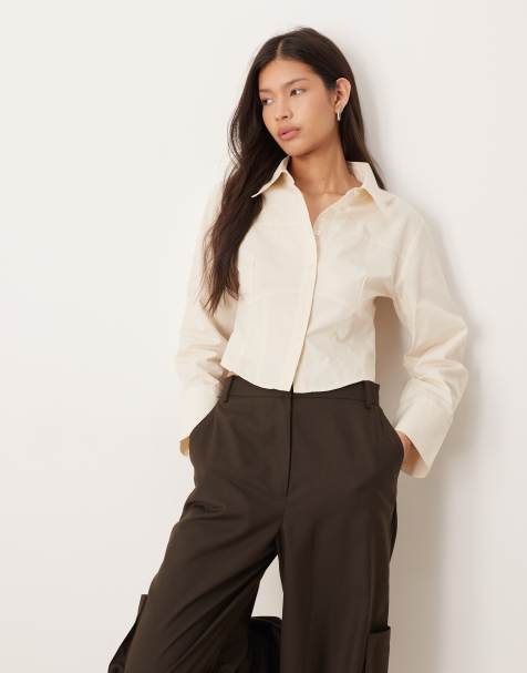 ASOS DESIGN – Biała bluzka z gorsetową talią i rękawami typu kokon - view 1