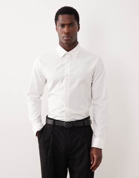 ASOS DESIGN – Biała elegancka koszula o dopasowanym kroju z diagonalu easy iron - view 1