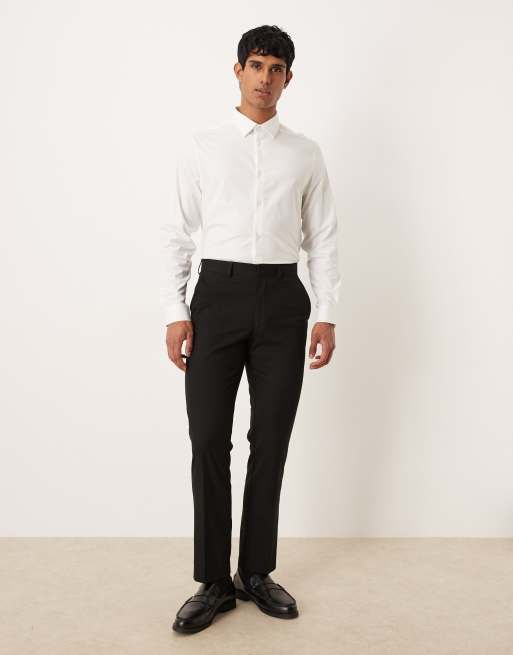ASOS DESIGN – Biała elegancka koszula o regularnym kroju z diagonalu typu easy iron, 2 z 5