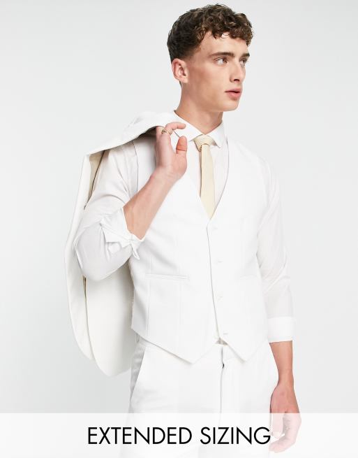 ASOS DESIGN – Biała kamizelka garniturowa o bardzo obcisłym kroju