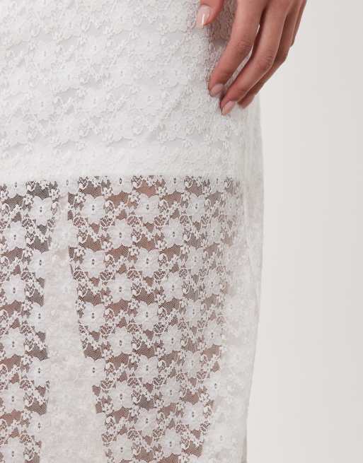 ASOS DESIGN – Biała kolumnowa spódnica koronkowa maxi, 2 z 5