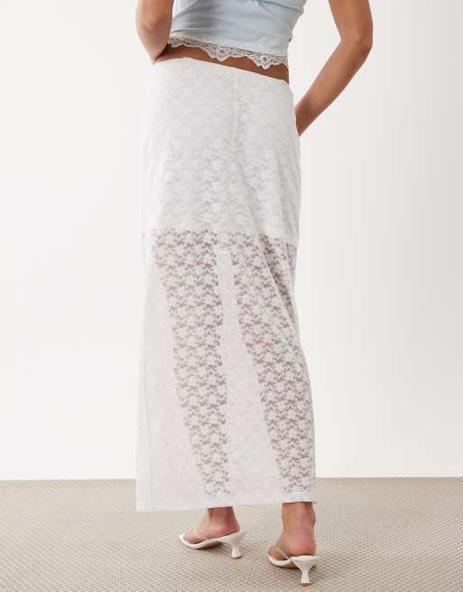 ASOS DESIGN – Biała kolumnowa spódnica koronkowa maxi, 5 z 5
