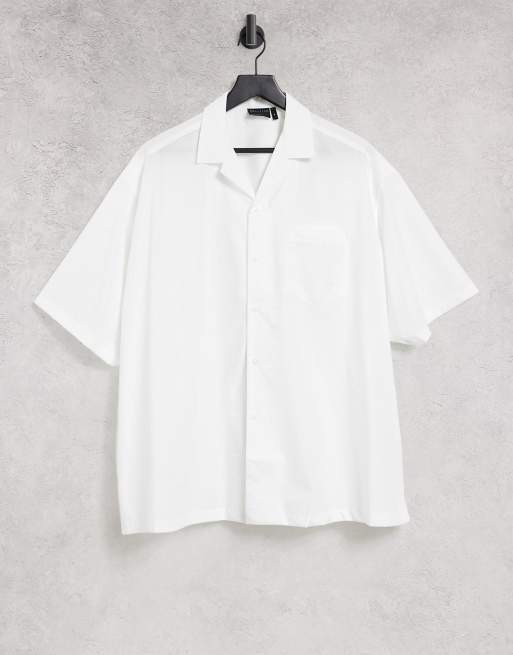 ASOS DESIGN – Biała koszula extreme oversize z krótkimi rękawami