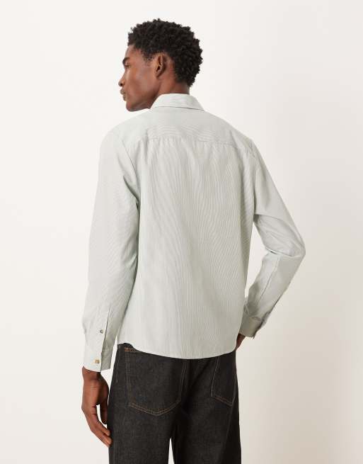 ASOS DESIGN – Biała koszula o regularnym kroju w zielone pasy, 3 z 5