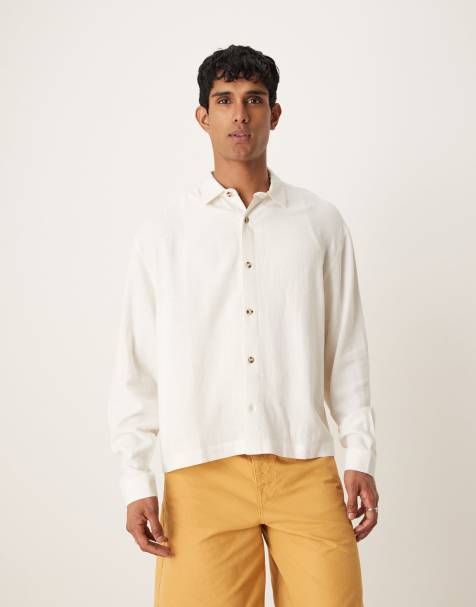 ASOS DESIGN boxy oversized linen blend shirt in white