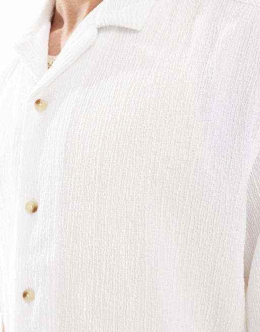ASOS DESIGN – Biała koszula oversize z fakturowanego dżerseju, 3 z 4