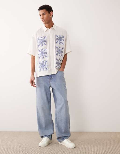 ASOS DESIGN – Biała koszula oversize z haftem, 2 z 5