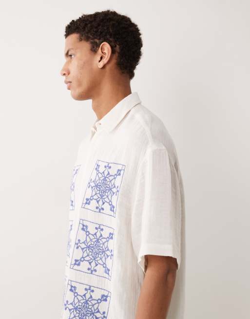 ASOS DESIGN – Biała koszula oversize z haftem, 4 z 5