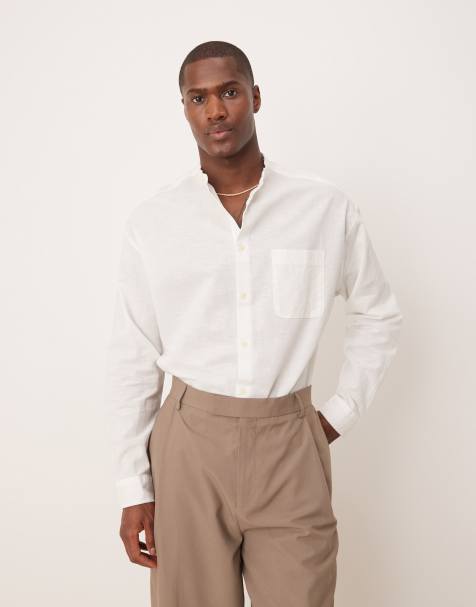 ASOS DESIGN 90s oversized linen blend shirt in white
