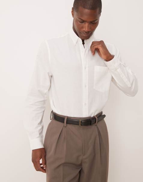 ASOS DESIGN 90s oversized linen blend shirt in white