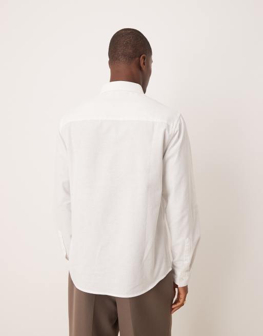 ASOS DESIGN – Biała koszula oversize z mieszanki lnu w stylu lat 90., 3 z 4