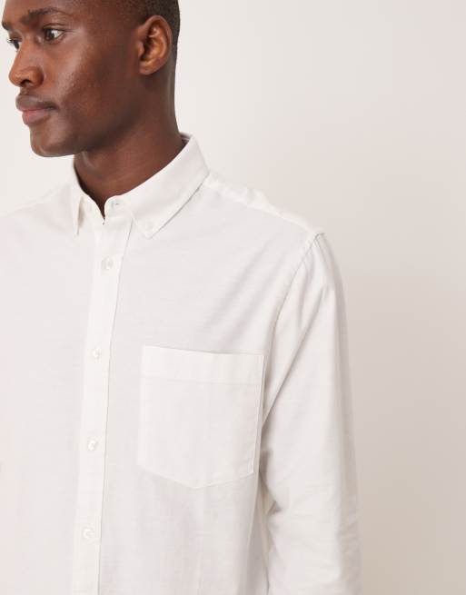 ASOS DESIGN – Biała koszula oversize z mieszanki lnu w stylu lat 90., 4 z 4