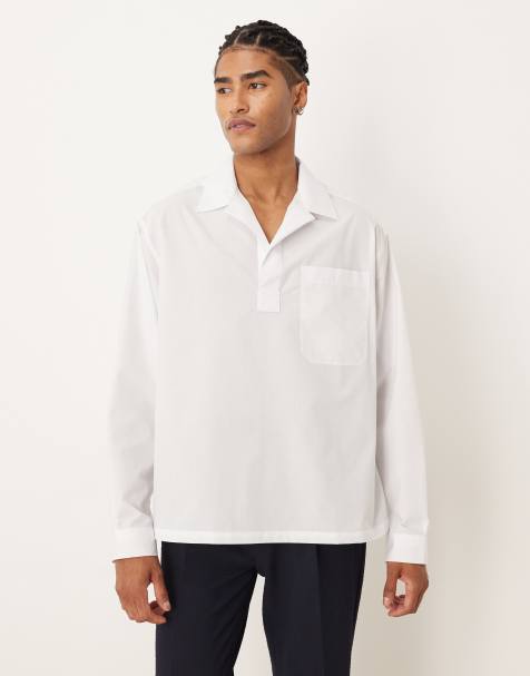 ASOS DESIGN oversized overhead revere shirt in white