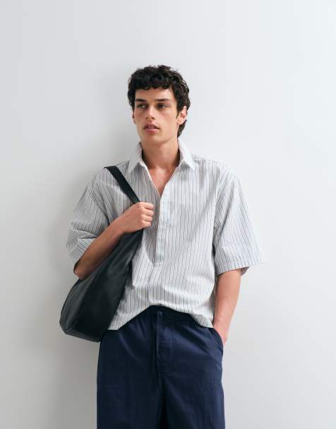 ASOS DESIGN – Biała koszula popelinowa oversize w paski - view 1