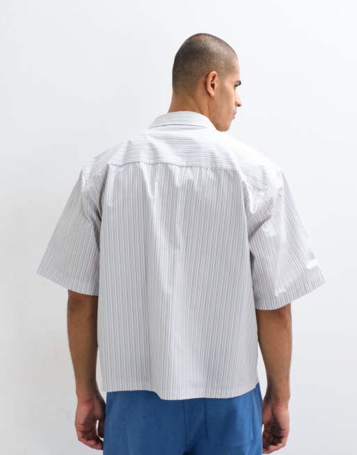 ASOS DESIGN – Biała koszula popelinowa oversize w paski, 5 z 5