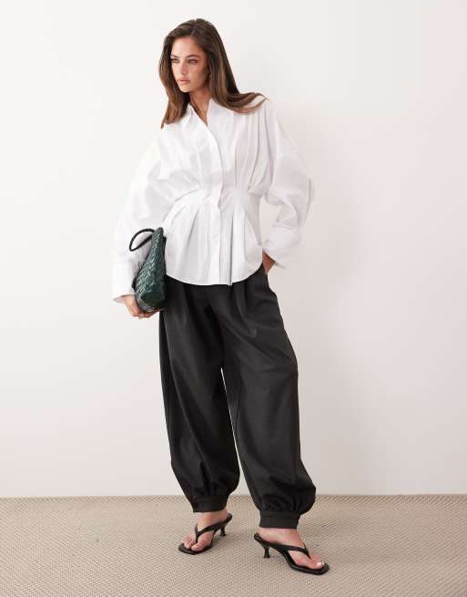 ASOS DESIGN – Biała koszula z zaszewkami w talii, 2 z 4