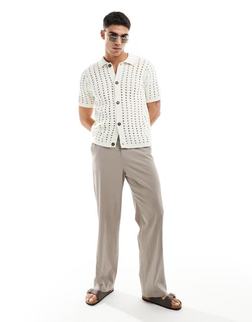 ASOS DESIGN – Biała koszulka polo z dzianiny pointelle, 4 z 4