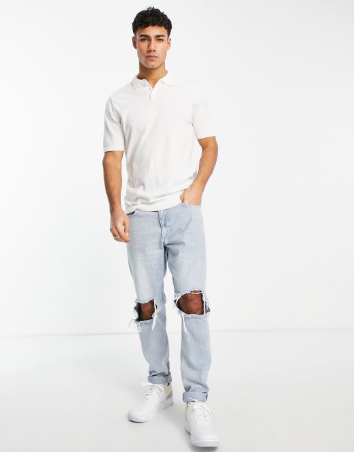 ASOS DESIGN – Biała koszulka polo z dzianiny, 4 z 4