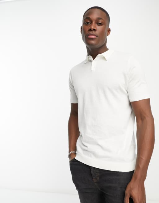 ASOS DESIGN – Biała koszulka polo z lekkiej bawełnianej dzianiny