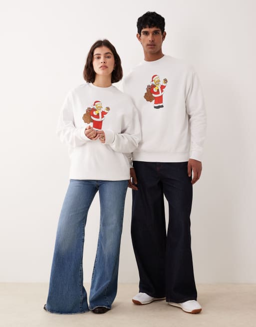 ASOS DESIGN – Biała luźna bluza unisex z nadrukiem Simpsonów, 2 z 4