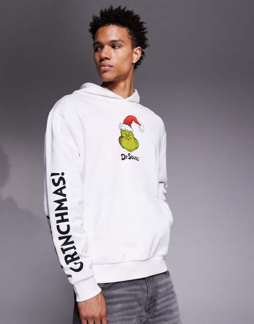 ASOS DESIGN – Biała luźna bluza z kapturem oversize z nadrukiem Grincha, 3 z 5