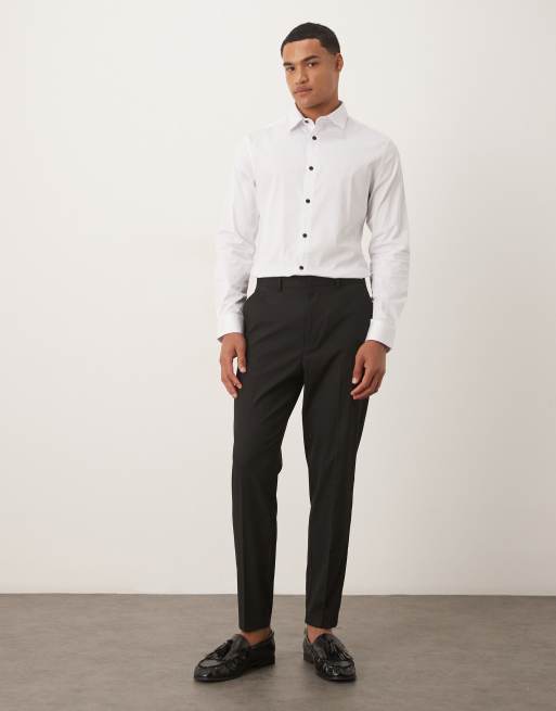 ASOS DESIGN – Biała obcisła koszula z kontrastowymi guzikami, 2 z 5