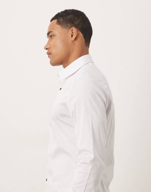 ASOS DESIGN – Biała obcisła koszula z kontrastowymi guzikami, 4 z 5