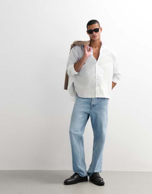 ASOS DESIGN – Biała popelinowa koszula oversize z zaokrąglonym dołem, 2 z 7