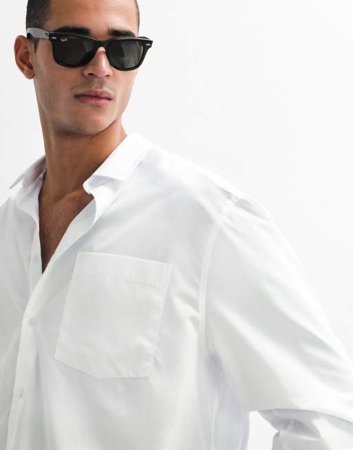 ASOS DESIGN – Biała popelinowa koszula oversize z zaokrąglonym dołem, 3 z 7