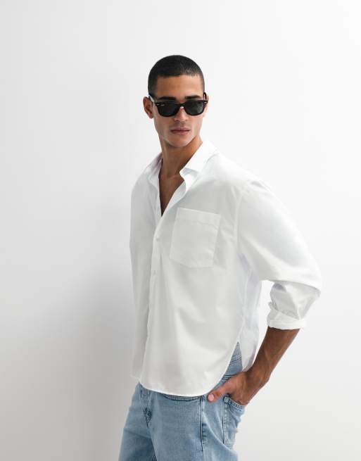 ASOS DESIGN – Biała popelinowa koszula oversize z zaokrąglonym dołem, 5 z 7