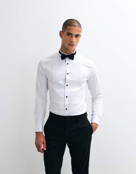ASOS DESIGN – Biała satynowa koszula o dopasowanym kroju z karczkiem i kołnierzykiem łamanym - view 1