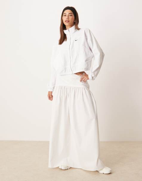 ASOS DESIGN drop waist maxi skirt in white