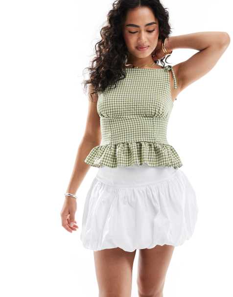 ASOS DESIGN dropped waist bubble skirt in white