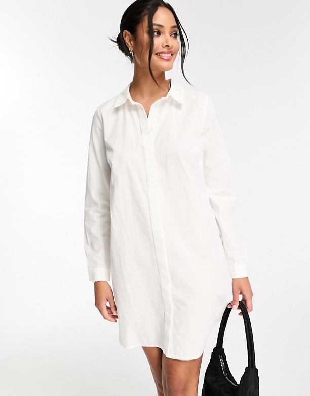  Do Sklepu ASOS DESIGN – Biała sukienka koszulowa mini z bawełny organicznej Biały