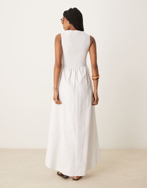 ASOS DESIGN – Biała sukienka maxi z marszczoną górą, 4 z 4