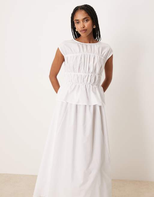 ASOS DESIGN – Biała sukienka maxi z marszczoną wstawką, 4 z 4