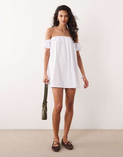 ASOS DESIGN – Biała sukienka mini z odsłoniętymi ramionami - view 1