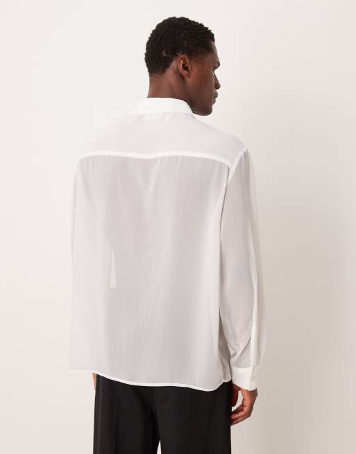 ASOS DESIGN – Biała szyfonowa koszula o luźnym kroju, 3 z 5
