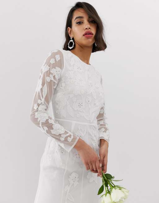 ASOS DESIGN – Biała zdobiona suknia ślubna, 3 z 4